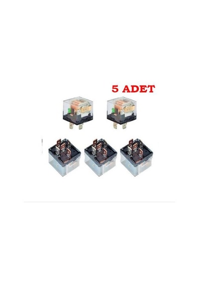 5 Adet Üniversal Röle 40 Amper Şeffaf 5 Uçlu 12V Role Su Geçirmez