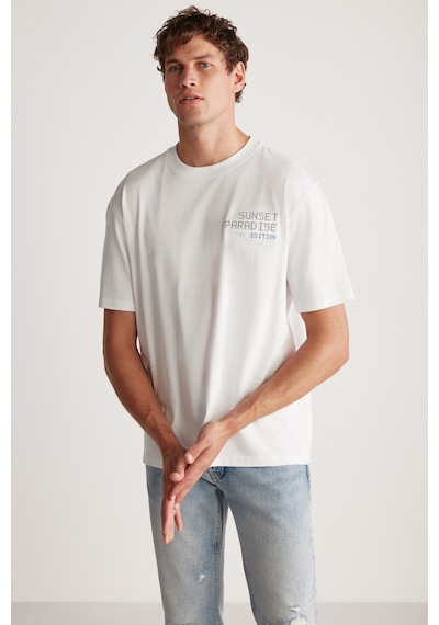 Grımelange Arnaldo Erkek Regular Beyaz T-shirt