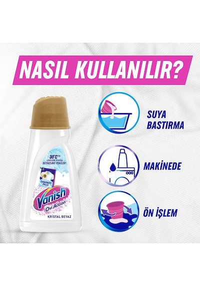 Vanish Oxi Action Deterjan Güçlendirici ve Leke Çıkarıcı Sıvı Renkliler 1 L x 2 + Beyaz 1 L x 2