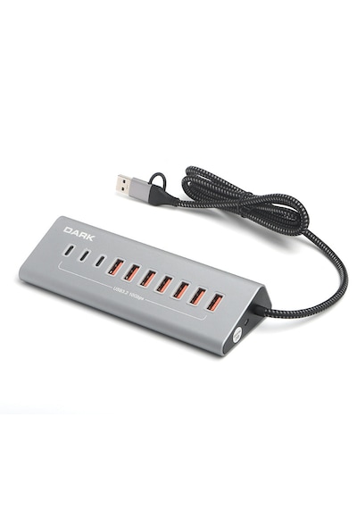 Dark 10 Port Usb 3.2 Gen2 Hub, 7x Usb-a, 3x Type-c, 10gbps, Adaptörlü Çoklayıcı Dk Ac Usb372
