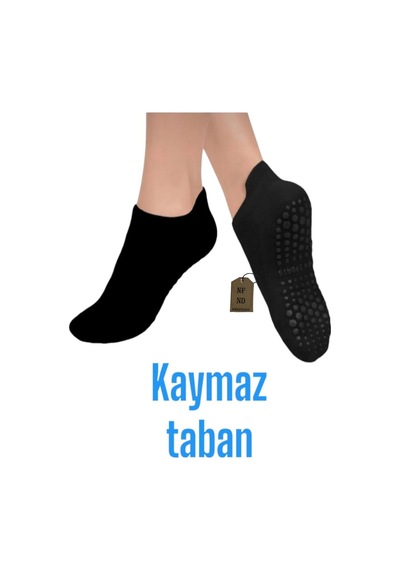 Enefendi Yoga Çorabı 4 Çift Pilates Tavaf Kaymaz Silikon Taban Pamuklu Kadın Dikişsiz Çorap Siyah Renkli
