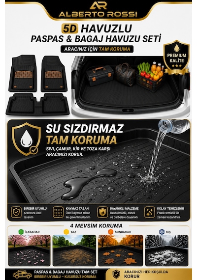 Renault Fluance 2009+ Uyumlu Araca Özel 3d Bagaj Havuzu Ve Paspas Joker Ahşap