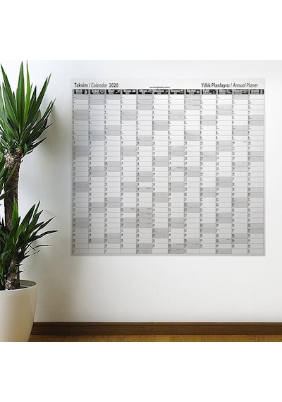 Buffer 2020 Yıllık Planlayıcı Manyetik Duvar Stickerı Takvim 110x100 Cm Çok Renkli