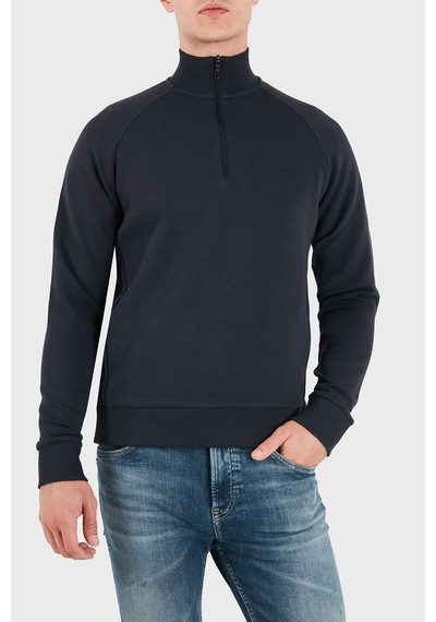 Boss Pamuklu Yarım Fermuarlı Dik Yaka Regular Fit Sweat Erkek Sweat 50565306 402 Lacivert