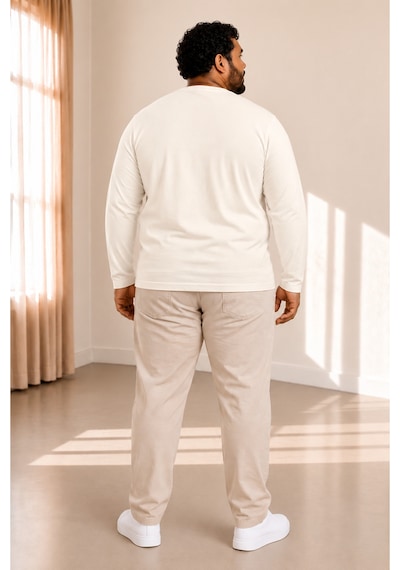 Sngl Tekstil Erkek Büyük Beden Oversize Uzun Kollu T-shirt 3xl 4xl 5xl 6xl 7xl 8xl 9xl Ekru