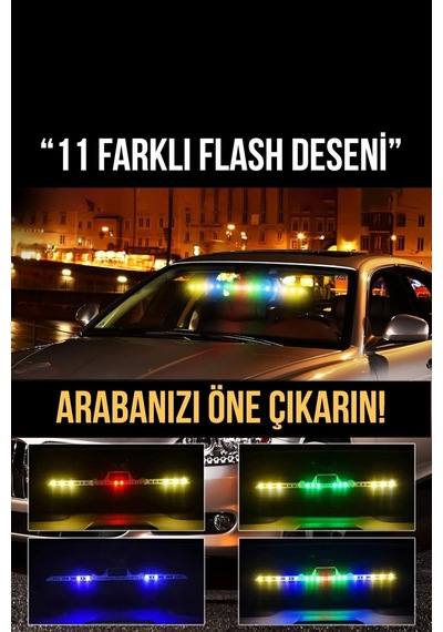 Reflektör Araç İçin Acil Durum 11 Farklı Çakar Led Deseni Usb + Güneş Enerjili Ve Kumandalı