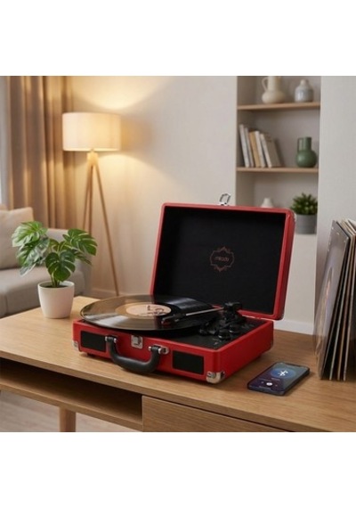 Kırmızı Turntable Ve Bluetooth Destekli Müzik Sistemi