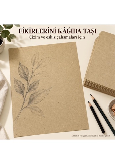 A4 Kraft Kağıdı, 100 Adet, 21 X 29,7 Cm, Kahverengi, Hobi, El İşi, Çizim Ve Hediye Notları İçin