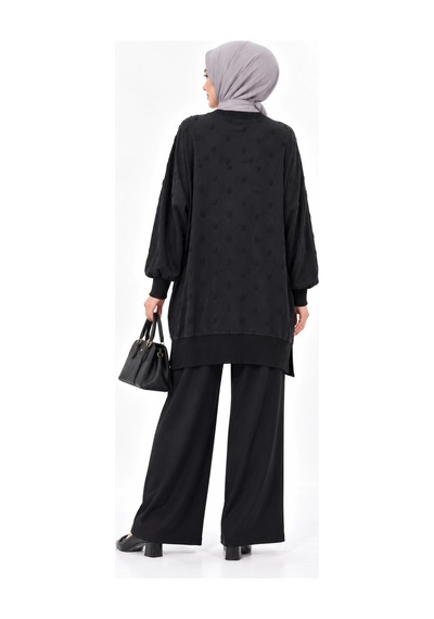 Nuss 3043 İpek Kupra Vegan Tunik Siyah