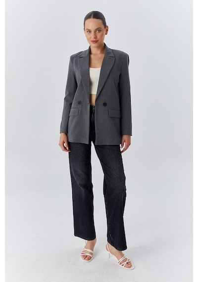 Mixray 4516 Kadın Bezayağı Blazer Ceket Antrasit