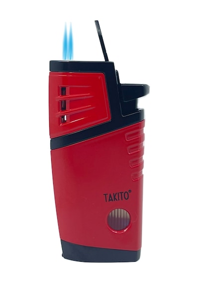 Takito Çift Torch Pürmüz Puro Çakmağı - Siyah/kırmızı Kırmızı