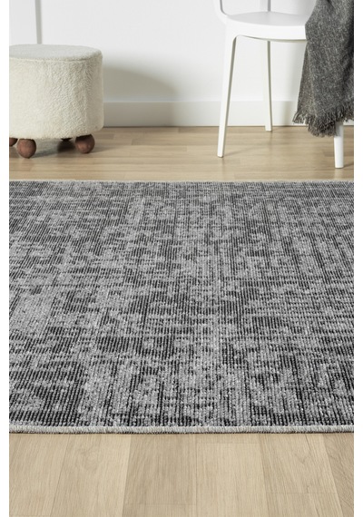 Antik Gri Halı Yıkanabilir Kaymaz Taban Şönil Kilim Dokuma Pamuk Taban Kilim 10119a Gri