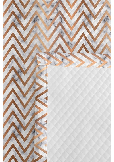 Siyah Geometrik Modern Tek Kişilik Pike Takımı - Mermer Görünümlü Bakır 160x220 Cm Yatak Örtüsü Mistik Harmoni Harmonu