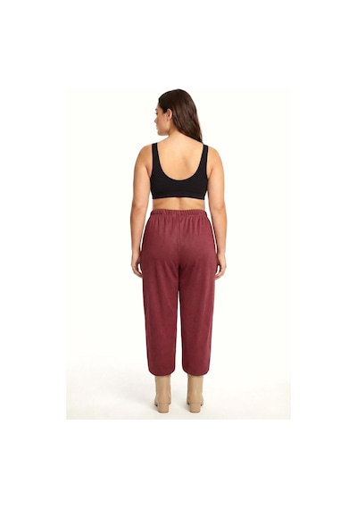 Akbeniz Kadın Bordo Dokulu Büyük Beden Cepli Pijama Altı