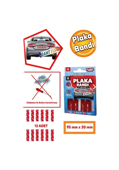 Plaka Montaj Bandı 12 Adet 3m Vhb Plaka Yapıştırma Bandı