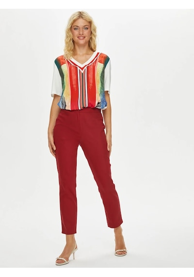 Faik Sönmez Slim Fit Kadın Pantolon 69058 Bordo