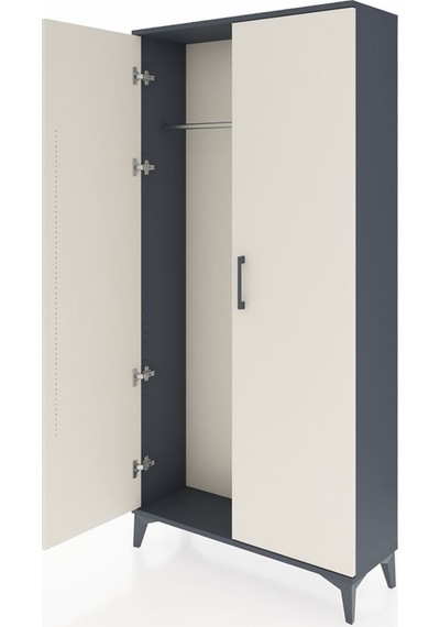 Arges Dolap 2 Kapaklı Tek Askılı 88x30x182 Antrasit-aytaşı Antrasit