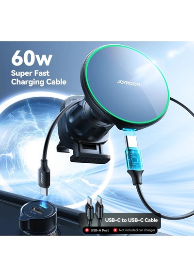 Joyroom Jr-zs412 Manyetik Wireless Şarj Araç İçi Telefon Tutucu Siyah