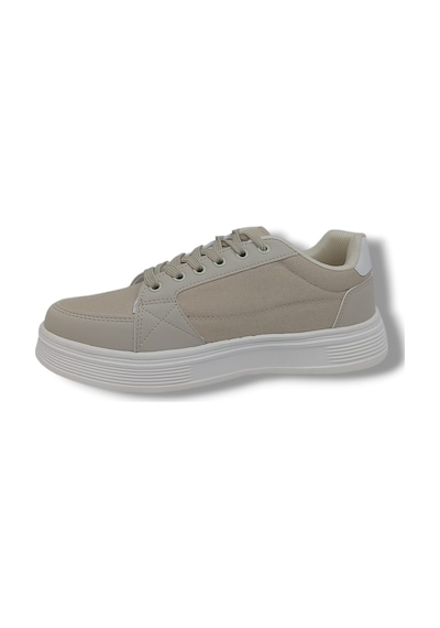 Zerhan Axıon 011 Unisex Bej Bağcıklı Şık Keten Spor Ayakkabı Bej