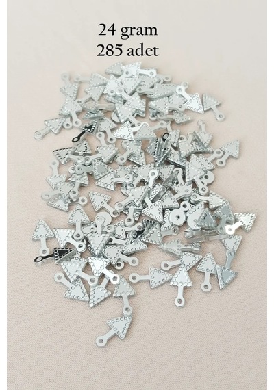 Tedar Oya Abiye Bileklik Kolye Pleksi Metalik Plastik Pul Gümüş Renk 24 Gram 285 Adet - Bnc565 Najmaddin (No:1) 8.5Cm X 10.5 Cm