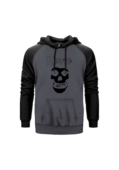 Misfits Skull Gri Renk Reglan Kol Sweatshirt Gri