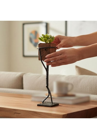 Dekoratif Metal Figür Sukulent Saksı Standı SPH006