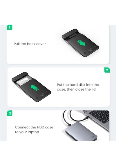 Ugreen 70498 USB-C Sabit Sürücü Koruyucu SATA III SSD HDD Disk