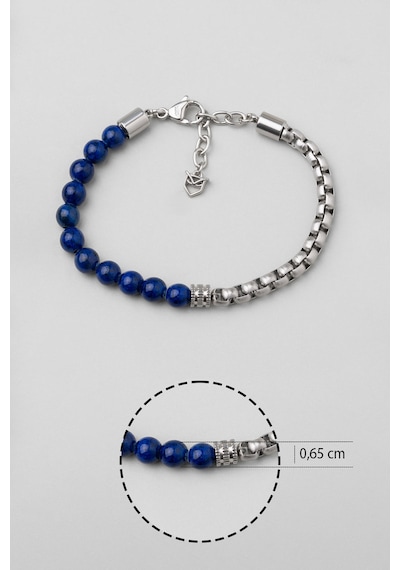 Lapis Taşlı 22 Cm Çelik Erkek Bileklik Gri