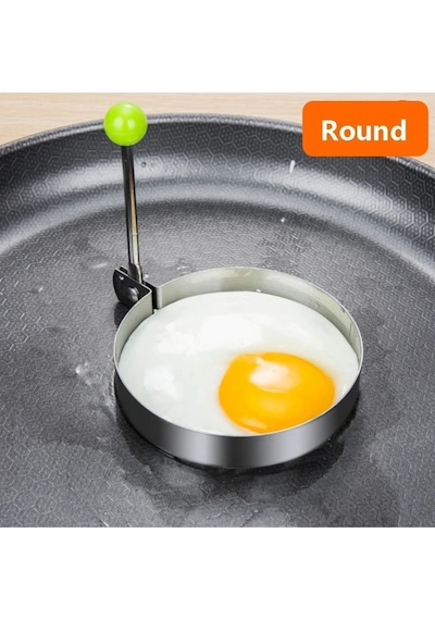 Metal Omlet Yumurta Ve Krep Pişirme Kalıpları - 3'lü Set Metal Pişirme Kalıplar- Kalp-daire-yıldız M Diğer