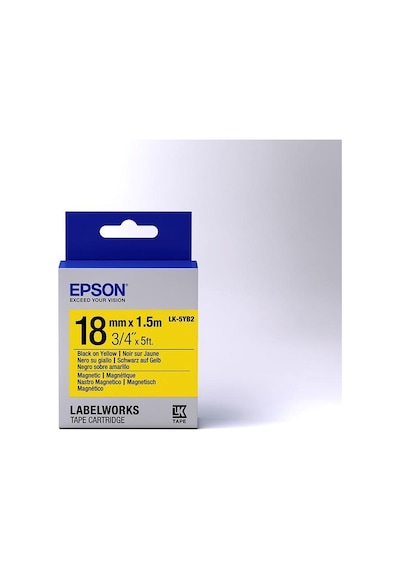 Epson LK-5YB2 Mıknatıslı Siyah Üzeri Sarı 18 MM 1.5 M Etiket
