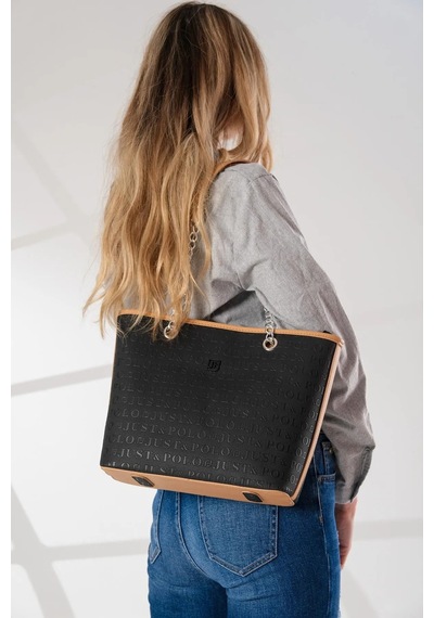 Just Polo Zincir Detaylı Yeni Sezon Kadın Omuz Çantası 234035mh Siyah Camel