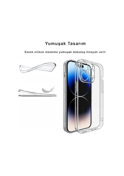 14 Pro Max Kılıf Şeffaf Kamera Korumalı Yumuşak Silikon