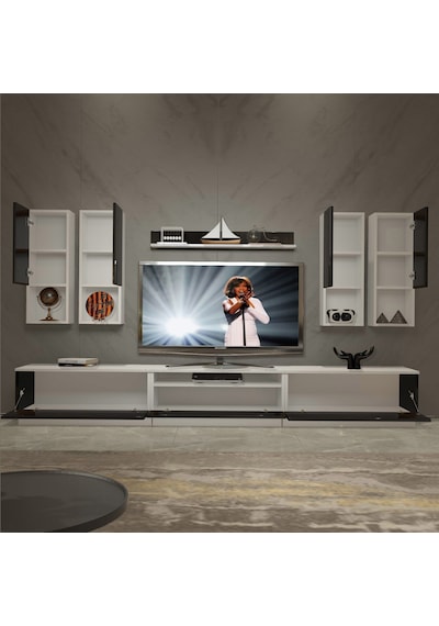 Decoraktiv Trendstyle 8das Slm Tv Ünitesi Tv Sehpası Beyaz - Siyah