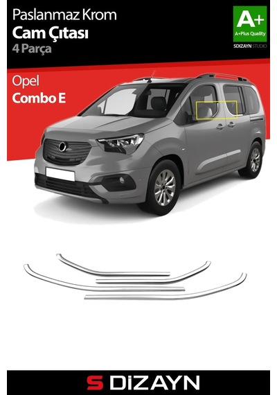 S-dizayn Opel Combo E Krom Cam Çıtası 4 Prç 2019 Üzeri A+ Kalite