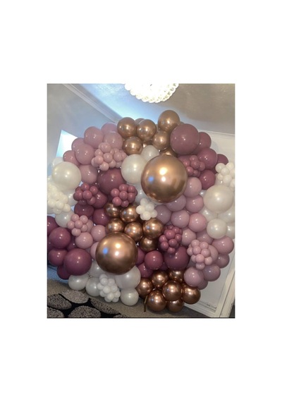 Krom Bronz Yaban Çileği Toz Pembe Ve Beyaz Balon Zinciri 100 Adet Mix