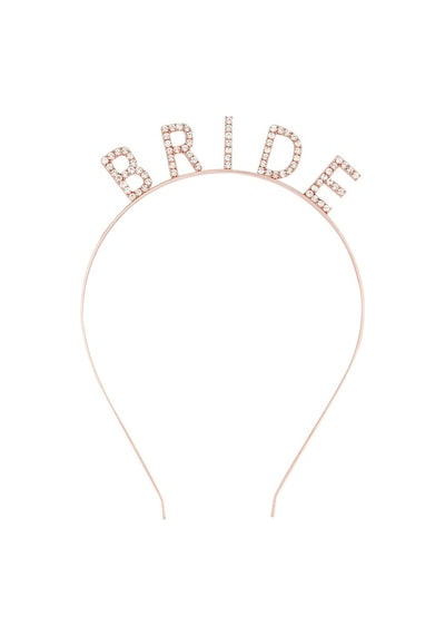 Rose Gold Renk Bekarlığa Veda Kristal Taş Bride Tacı İthal 16x10 Cm