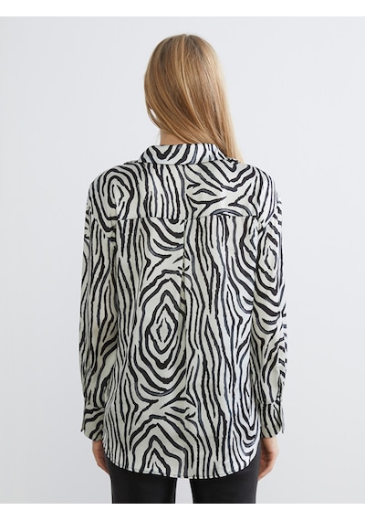 Lcw Vision Siyah Zebra Desenli Kadın Gömlek