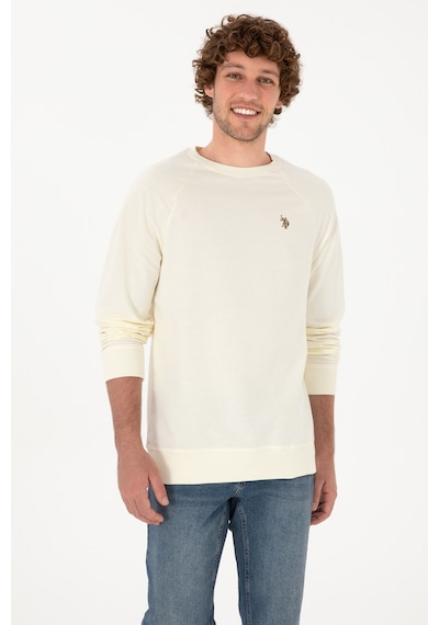 U.S. Polo Assn. Erkek Regular Fit Bisiklet Yaka Krem İnce Basic Sweatshirt 50313752-VR256