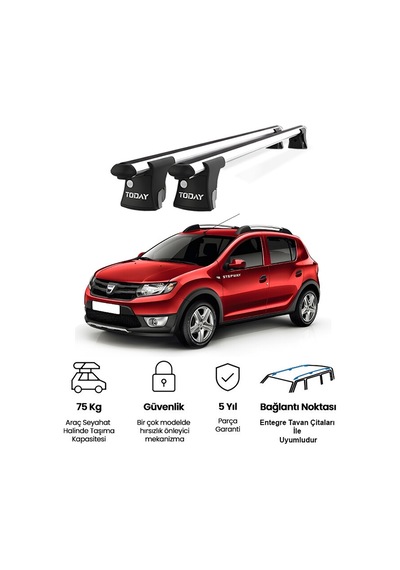 Trio-ı Dacia Sandero 2009-2011 Uyumlu Kilitli Ara Atkı 120cm Port Bagaj Tavan Barı