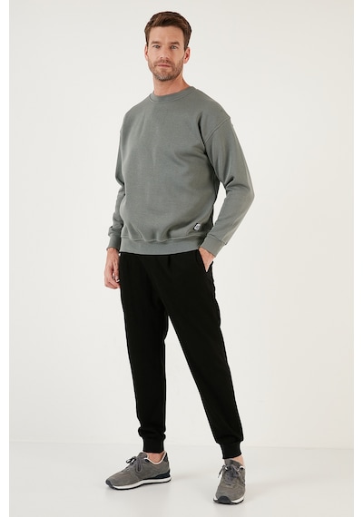 Buratti Regular Fit Bisiklet Yaka Pamuklu Içi Tüylü Yumuşak Şardonlu Erkek Sweat 5905255 Açık Haki