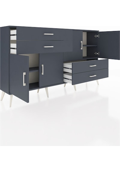 Arges Konsol 3 Raflı 4 Çekmeceli 4 Kapaklı 176x30x99 Antrasit-ant Antrasit-antrasit Arges Konsol 3 Raflı 4 Çekmeceli 4 Kapaklı 176x30x99 Antrasit-ant Antrasit-antrasit
