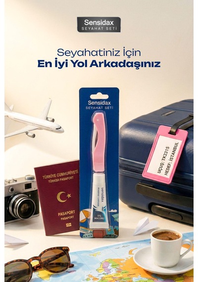 Sensidax Seyahat Seti-diş Fırçası Pembe- Hassas Dişler İçin +10 Ml Diş Macunu