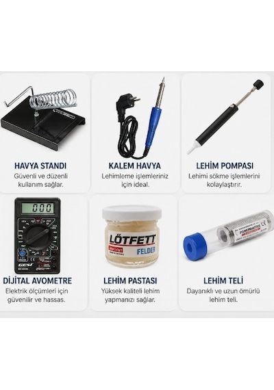 6 Parça Hobi Havya Seti Dijital Ölçü Aleti Lehim Yapma Set