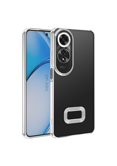 Oppo A60 Kılıf Kamera Lens Korumalı Logo Gösteren İnce Hafif Pazarplus Gümüş