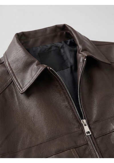 Baselco Zra Trend Beli Lastikli Crop Bomber Oversize Deri Ceket Kahverengi Baselco Zra Trend Beli Lastikli Crop Bomber Oversize Deri Ceket Kahverengi