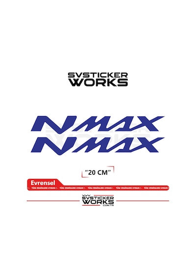 Yamaha Nmax Uyumlu Yazı Sticker Yüksek Kalite Özel Kesim Folyo 2'li Set Lacivert