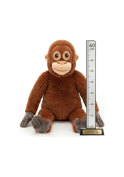Sevimli Peluş Maymun 60 Cm - Büyük Boy Yumuşak Orangutan Oyuncak - Çocuk Uyku Arkadaşı Hediye Kahverengi
