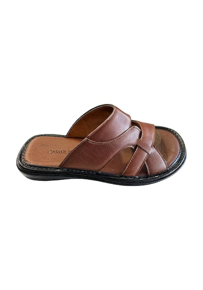 Castle Black 8521 Erkek Hakiki Deri Terlik Taba