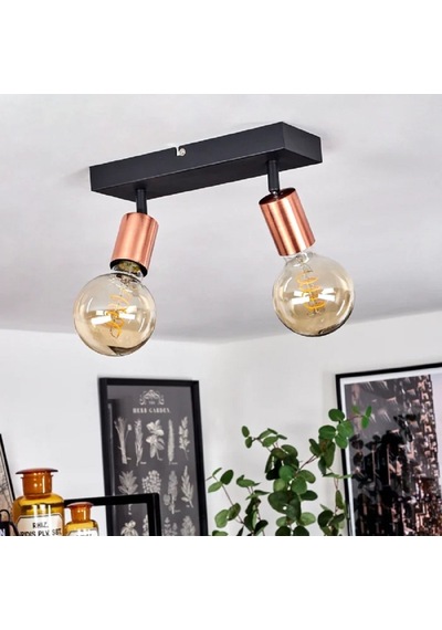 Riolıght Modern2 Siyah1 2xe27 Duylu Mafsallı Hareketli2 Başlık Glop Ampul Hariç Metal Spot Avize Siyah