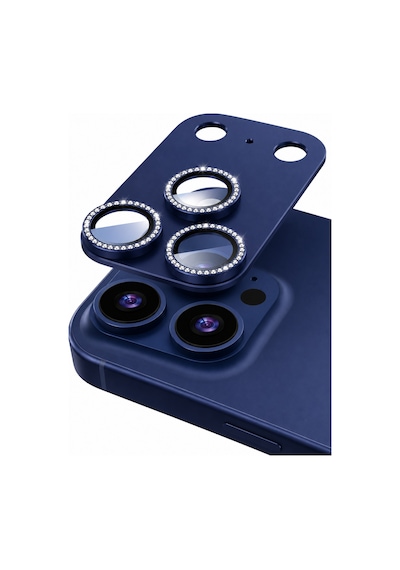 iPhone Uyumlu 17 Pro Max Taşli Kamera Koruyucu+ Ekran Koruyucu Set Si Yah